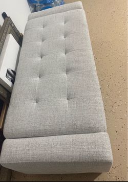Gray Tufted Upholstered Storage Bench