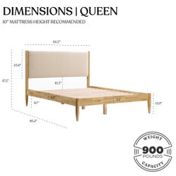 Besan Solid Wood Boucle Upholstered Headboard Bed Frame