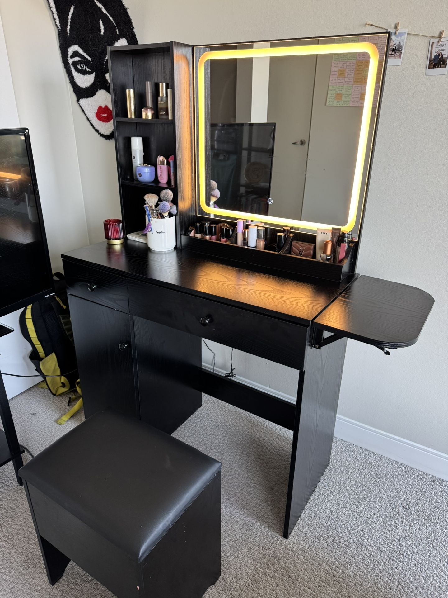 Wayfair Black Vanity with built in light (3 settings) w