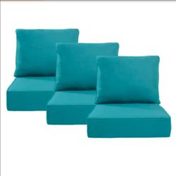 POCASSY 24” x 24” Outdoor Patio Cushions – 6-Piece Deep Seat Set – Light Blue