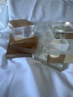 7 x PATIKIL 3 Jewelry Display Riser, Polished Acrylic Cube Display Stand Block Collection Showcase Ring Holder Square, Clea