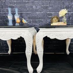 Black & White End Tables With Removable Glass Tops ***FREE LOCAL DELIVERY***