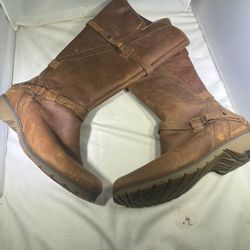 PreOwned Teva De La Vina Women 6.5 Waterproof Riding Tall Boots Leather Brown