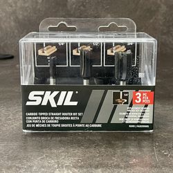 3 Piece Skil Carbide-Tipped Straight Router Bit Set (1/4", 1/2", 3/4")