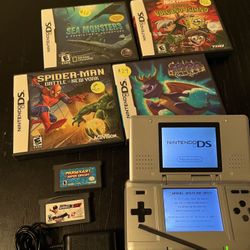 Nintendo Ds Silver Original With Charger And Games 