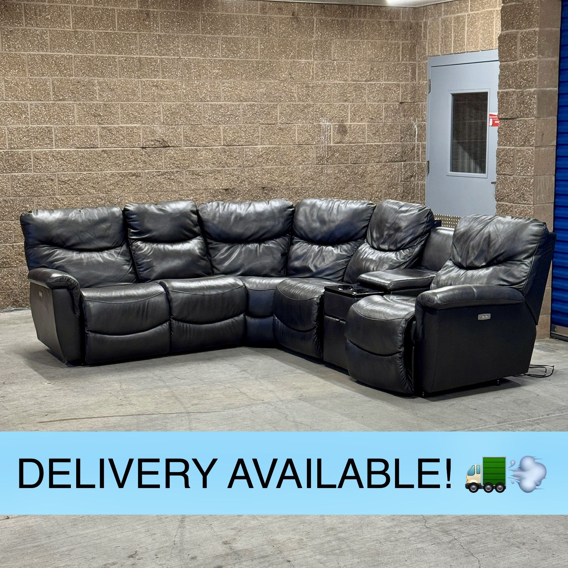 Gray Real Leather 6-Piece L Sectional Couch Sofa by La-Z-Boy (DELIVERY AVAILABLE! 🚛💨)