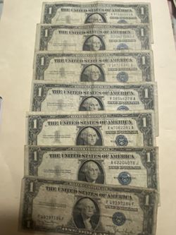I have 30 blue collectible dollar bills from 1957 and 1935 in good condition, I'm asking $12 each, firm price.