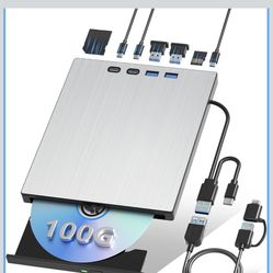 External Blu ray Drive for Laptop Portable Blu Ray Burner USB 3.0 Type-C CD/BD Disc Drives Support 100G External Blueray/DVD Drive for PC Compatible w