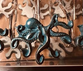 12 PC Antique Style Octopus Shower Curtain Hooks