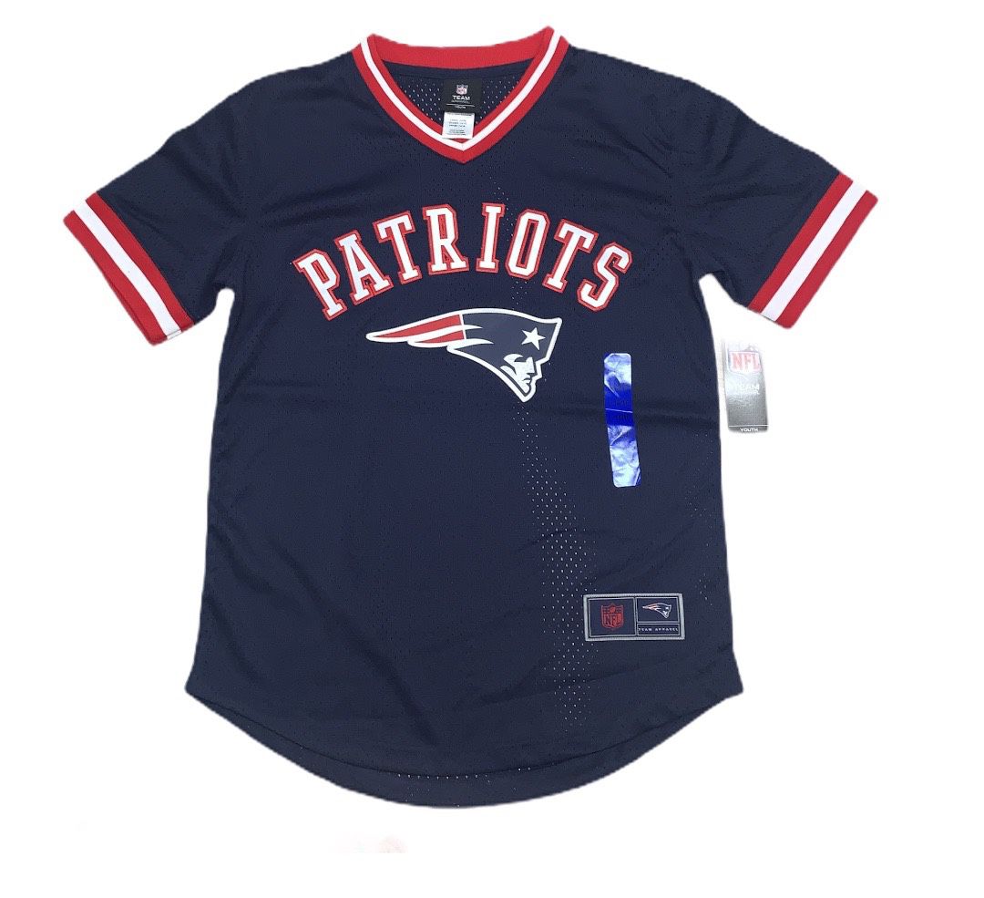 NFL Team Apparel Youth Boys New England Patriots Sewn Jersey Shirt New L