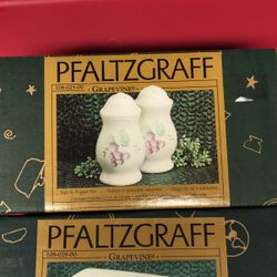 Pfaltzgraff Grapevine Pattern  Butter Dish And Salt And Pepper