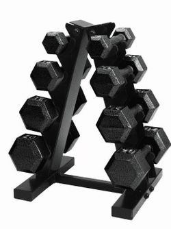 Brand new dumbbells 5-20 lbs with weight rack