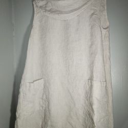 Match Point Linen Sleeveless Tunic/Dress Size Small In Excellent Condition 