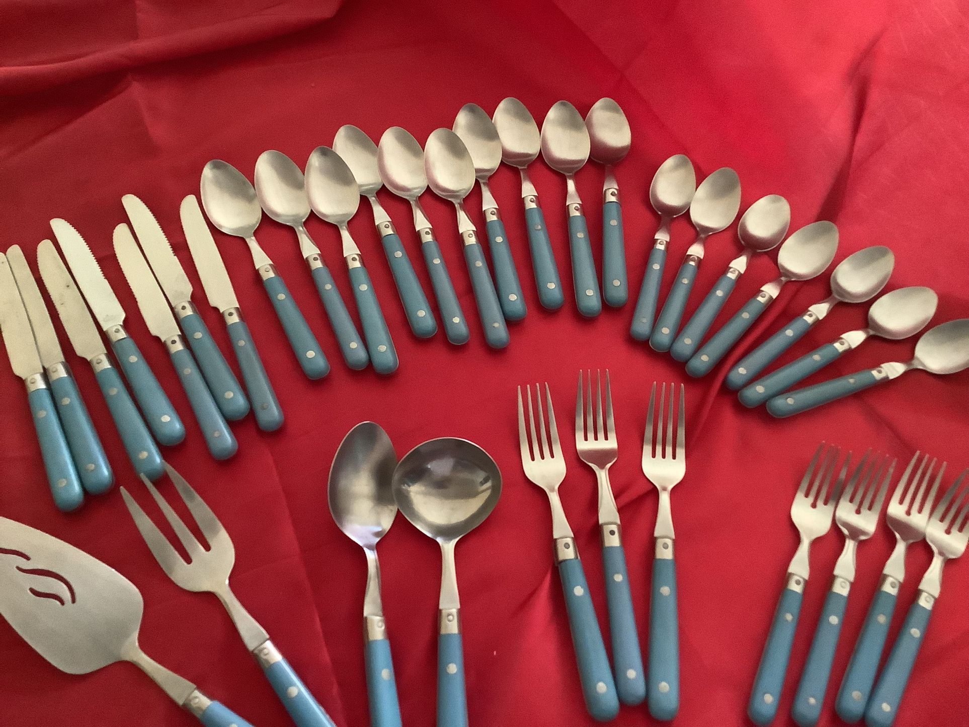 Vintage Blue Life Time stainless Thailand Silverware 35 Piece