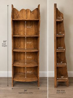 Rustic Wood Corner Bookshelf 5-Tier