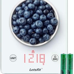 Digital Kitchen Scale, Multifunction Food Scale and LED Screen Display, Glass Platform, Capacity Range from 0.1oz (1g) to 11lbs (5000g), Batteries In