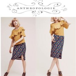 Anthropologie Maeve Geometric Print Slit Pencil Skirt Size M