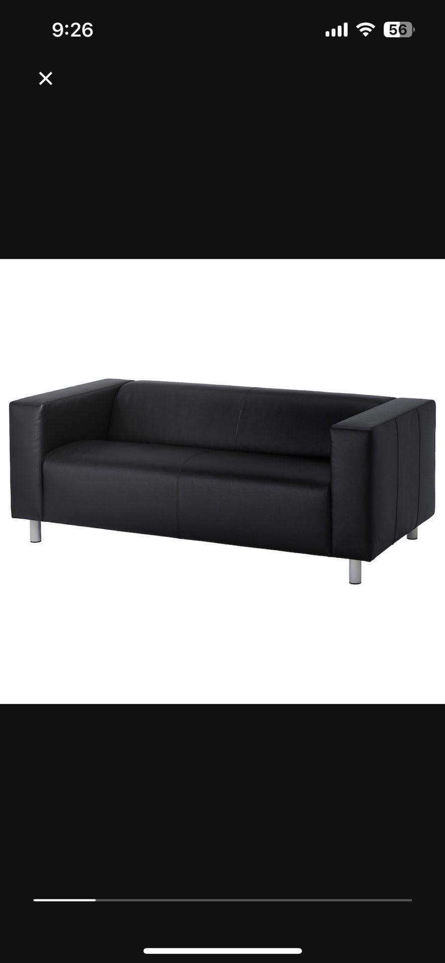KLIPPAN  Black IKEA Leather Couch 