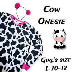 Cute Cow Onesie Halloween Costume Girl's Size L 10-12 🐮✨️🎃