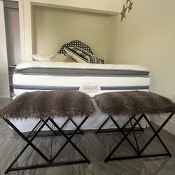 Pair Of Uttermost Plush Small Benches 