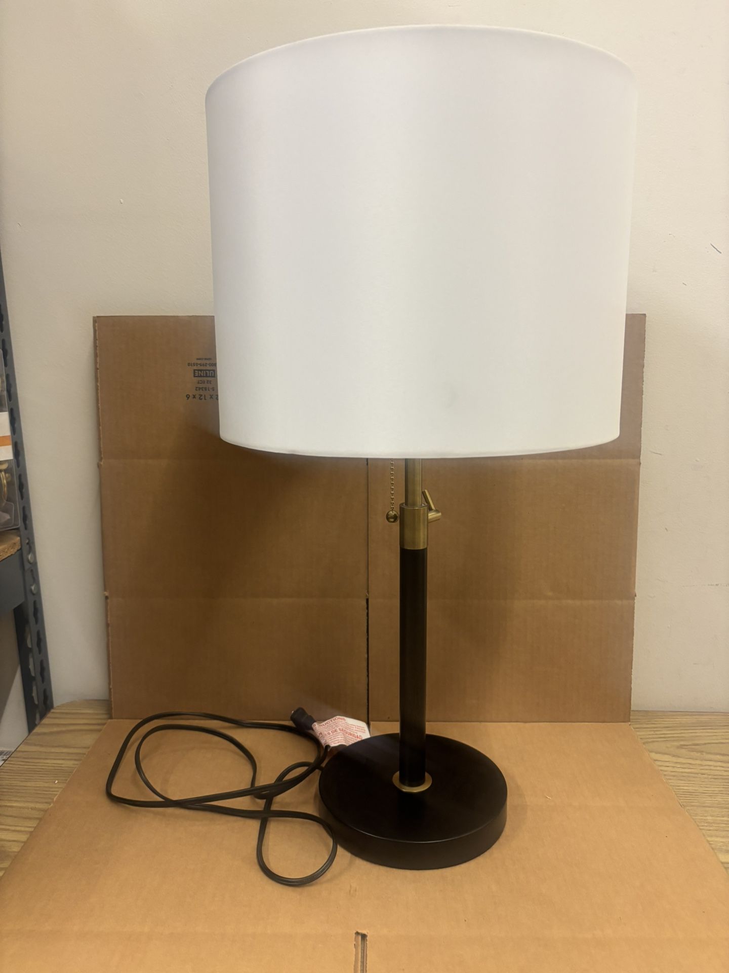Black & Gold Table Lamp with White Shade