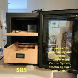 Humidor 16L with Cooling and Heating Temperature Control System, Electric Cabinet with Digital.