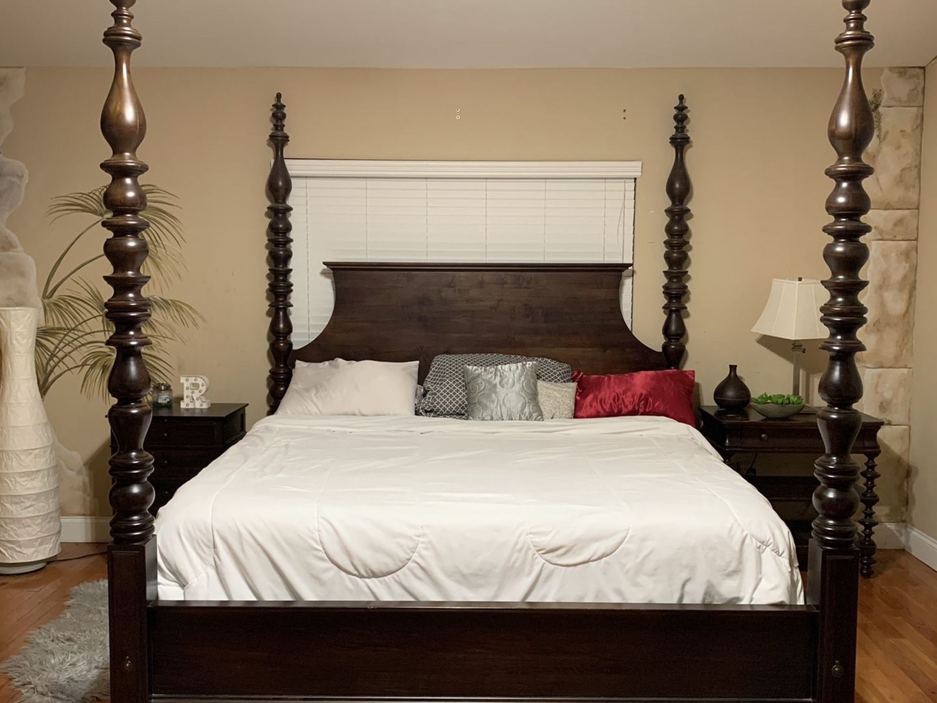 King Size Bed With End Tables “Ethan Allen” Solid Wood