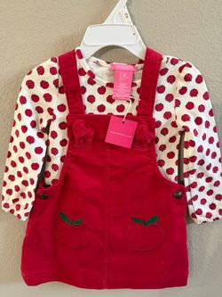 New with tags Isaac Mizrahi 2pc Apple Themed Corduroy Dress Set - 18 Mo (NWT)