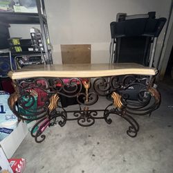 Marble and Iron Console table