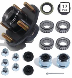 Trailer Hubs Kit 5 Lug 4.5 for 2000Lb 5x4.5 Trailer Axle Kit Fits 1" and 1-1/16" Straight Spindle 1 Set