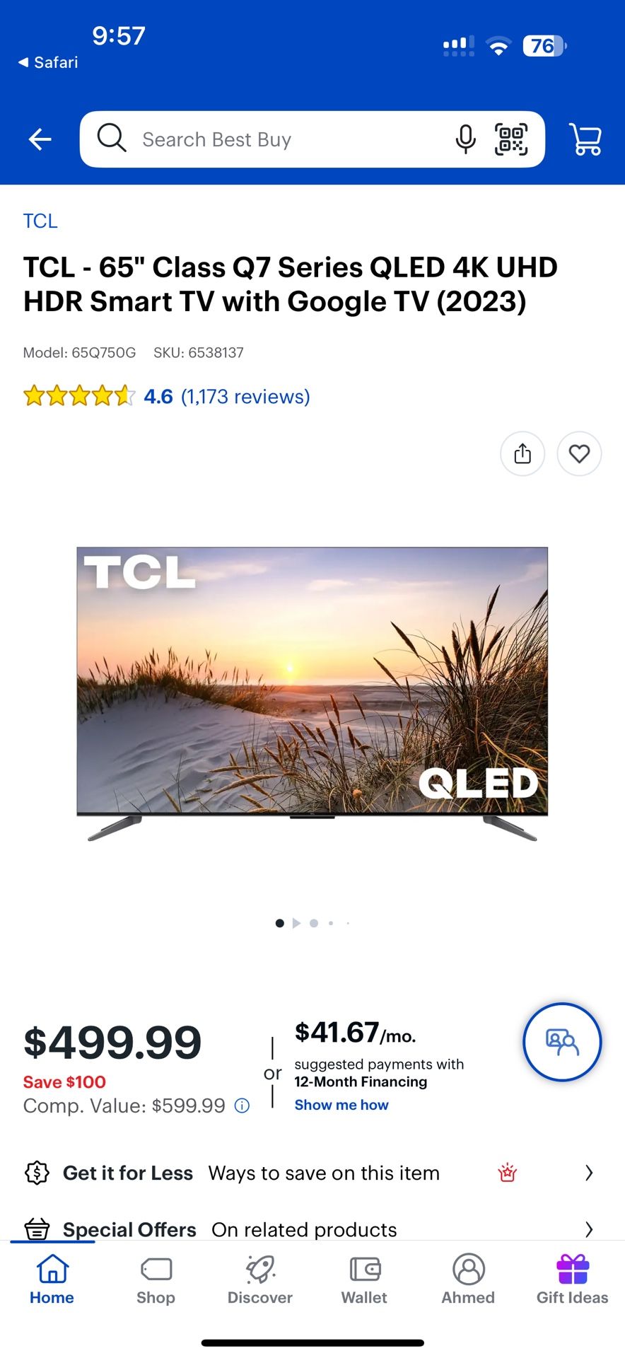 TCL - 65" Q-Series QLED 4K UHD Google TV 6538137