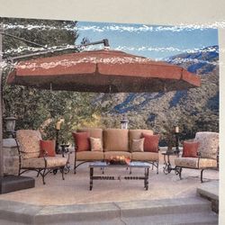Treasure  Garden Red Aluminum Cantilever Umbrella 10x13 foot