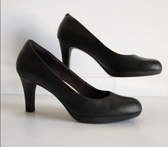 Clark's Ambur Joy Women's 10M Black Leather Pumps Heels
