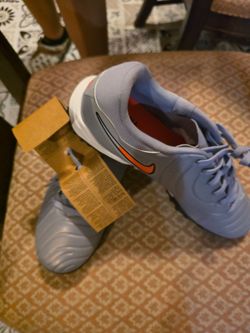 Nike Soccer Cleats Light Blue Orange Swoosh size 9