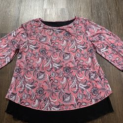 Womans Pink Paisley Flower Shirt Size XL By Furnex #9