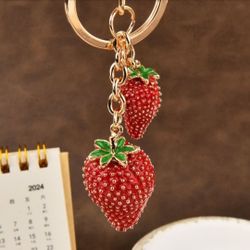 Strawberry Red Metal Key Chain 