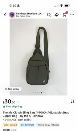 The Iris Clutch Sling Bag (#4000) Adjustable Strap Zipper Bag - By Iris & Rainbow