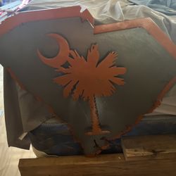 One Of A Kind Laser  Cut Wall Decor Of The State Of SC, In CLEMSON COLORS; Was Specially Made For A Clemson Fan.  