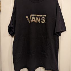 Vans Black Camo Print Logo T-Shirt Graphic tee camouflage Men's Size 2XL