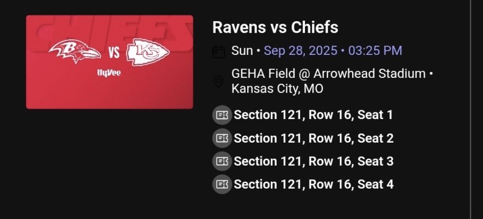 Kansas City Chiefs vs Baltimore Ravens