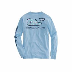 Vineyard Vines Whale Cotton Crew Neck Baby Blue Long Sleeve T Tee Shirt Top Kids Children's Size 7