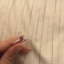 Real 925 Sterling Silver Amethyst Ring Size 8
