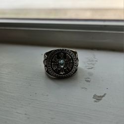 Silver Eagle Gemstone Signet Ring
