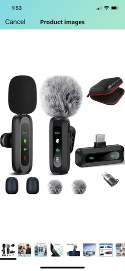 new in box! Wireless Lavalier Microphone for iPhone Android Plug-Play,2 Pack Mini Microphone Professional Noise Reduction Recording Clip Mic for Creat