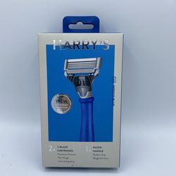 New Harry's Razor With 2 Blade Cartridges Indigo Blue Men's Closest Shave Truman