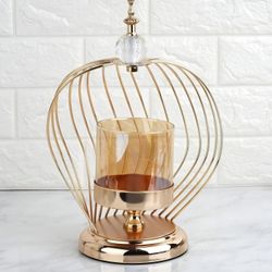 Gold Metal Cage Candle Holder 