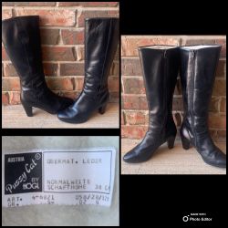 Vintage Pussy Cat By HOGL Austria Black Tall Zipper Boots Fully Lined—Ladies Size 6.5