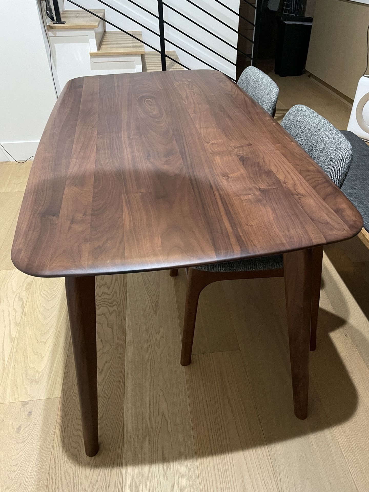 Castlery Dining set: Walnut table, chairs, and bench (Originally $1,476)