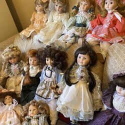 Porcelain Dolls from Estate Home, Most are Porcelain Heads and Cloth Bodies, $20 each