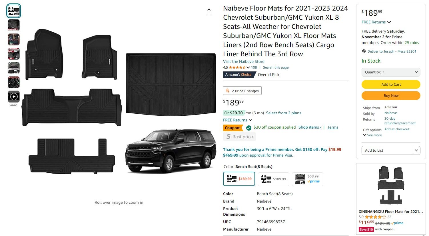 2021-2024 Chevrolet Suburban/GMC Yukon Floor Mats